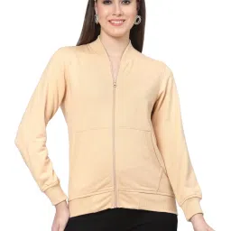 Kalt Beige Cotton Poly Blend Solid Sweat Shirts and Hoodies image 1