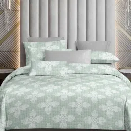 Ariana VENICE Aqua Cotton 600 TC Double Size Bedsheet With 2 Pillow Covers image 1