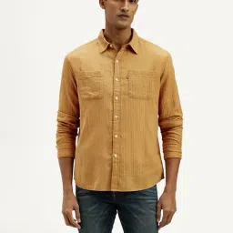 Levi's Orange Cotton Slim Fit Self Pattern Shirt-picture-19