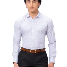 Park Avenue Violet Cotton Slim Fit Striped Shirt image 1