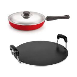 Nirlon Red Aluminium Tawa Fry Pan - Set of 2-picture-0