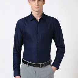 Peter England Navy Slim Fit Shirt image 1