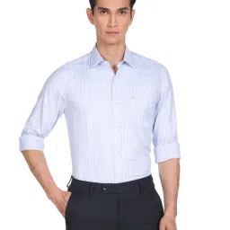 Arrow Blue Cotton Regular Fit Checks Shirt-image-23