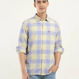 Levi's Light Blue Cotton Slim Fit Checks Shirt image 1