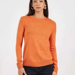 Styli Orange Plain Sweater image 1