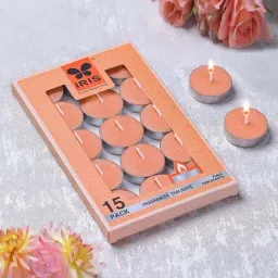 IRIS Peach Home Fragrances Peach Pomogranate Tealight Candles Pack of 15 (Set of 3)-picture-23
