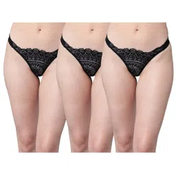aoba Erotissch Pack Of 3 Black Lace Thongs image 1