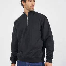 Styli Black Relaxed fit Solid Sweatshirts image 1