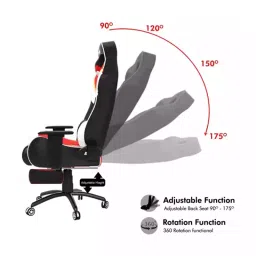REKART Ergonomic Adjustable Revolving Office, Gaming Chair With Footrest (RGCF-13) Red, Black&White image 3