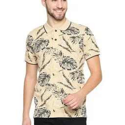 Basics Semolina Cotton Muscle Fit Printed Polo T-Shirt image 1