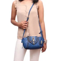 Hidesign Maasai Blue Textured Medium Sling Handbag image 2