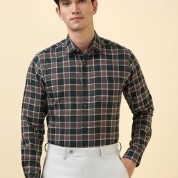 Allen Solly Men Slim Fit Tartan Checked Spread Collar Pure Cotton Formal Shirt-picture-32