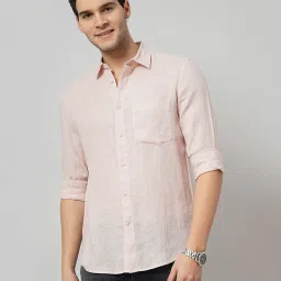 celio celio* Pink Regular Fit Linen Shirt image 1