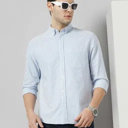 celio celio* Blue Regular Fit Striped Cotton Shirt image 1