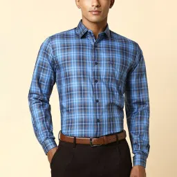 Allen Solly Blue Cotton Slim Fit Checks Shirt image 1