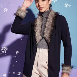 BUYNEWTREND Navy Plain Shrug image 1