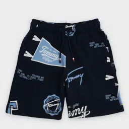 TOMMY HILFIGER Blue Boys Relaxed Fit Graphic Mid Rise Shorts-image-84