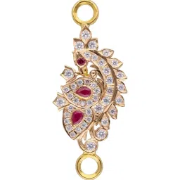 C. Krishniah Chetty Group Elegant Red Stones and White Cubic Zirconia Gold Mugappu image 1