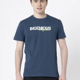 Red Tape Deep Blue Cotton Regular Fit Printed T-Shirt image 1