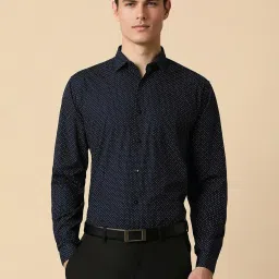 Allen Solly Navy Cotton Slim Fit Printed Shirt image 1