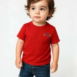 Nauti Nati Boys Red Cotton Graphic Print T-Shirt-image-90