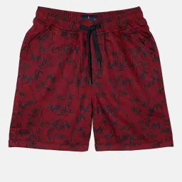 Kiddopanti Kids Maroon Printed Shorts image 1