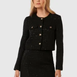 Forever New Black Regular Fit Self Jacket image 1