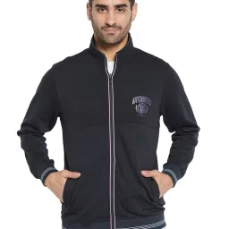 Octave Navy Blue Regular Fit Solid Sweatshirt image 1