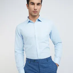 Park Avenue Blue Slim Fit Texture Shirt image 1