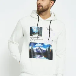 Duke White Alloy Hairy Regular Fit Printed Hooded Sweatshirt image 1