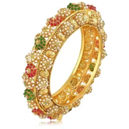 Peora Gold Plated Beads Studded Ethnic Kada Bangle image 1