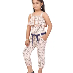 Aarika Kids Peach Printed Jumpsuits With Belt image 3
