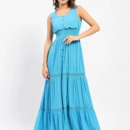 MADAME Blue Regular Fit Maxi Dress-picture-46