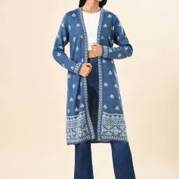 Rangmanch by Pantaloons Blue Self Design Cape image 1