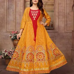 Rangita Mustard & Red Printed Kurta image 1