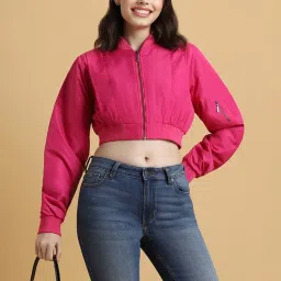 Forever 21 Pink Regular Fit Bomber Jacket image 1