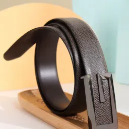 Carlton London Brown Leather Textured Casual Belt for Men image 1