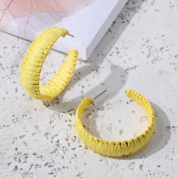 Accessorize London Women's Yellow Raffia Hoop Earrings-picture-30
