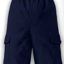 Kiddopanti Boys Navy Solid Cargo Shorts image 2