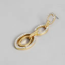 Estele Gold & Rhodium-Plated Interlinked Ovals Necklace Set with Austrian Crystals for Women image 5