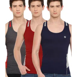 Dollar Bigboss Multicolor Sleeveless Solid Vests (Pack of 3) image 1