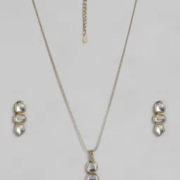 Estele Gold-Plated Kundan Pendant Set for Women image 2