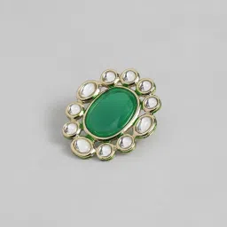 Estele Gold-Plated Flower Designed Pendant Set with Kundan for Women image 4