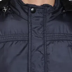 Cantabil Navy Regular Fit Hooded Jacket image 4