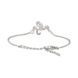 Estele Rhodium-Plated Artistic G Initial Bracelet with Austrian Crystals for Women image 4