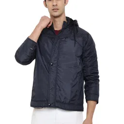 Cantabil Navy Regular Fit Hooded Jacket image 1
