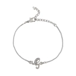 Estele Rhodium-Plated Artistic G Initial Bracelet with Austrian Crystals for Women image 5