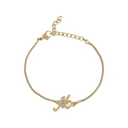 Estele Gold-Plated Artistic M Initial Bracelet with Austrian Crystals for Women image 5