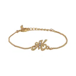 Estele Gold-Plated Artistic M Initial Bracelet with Austrian Crystals for Women image 3