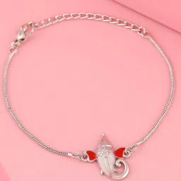 Estele Rhodium-Plated Ganesh Bracelet for Women image 1
